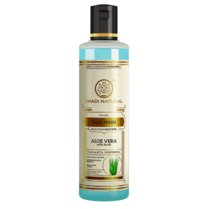 KHADI NATURAL Aloe Vera With Scrub Face Wash (SLS and Paraben free) 210ml