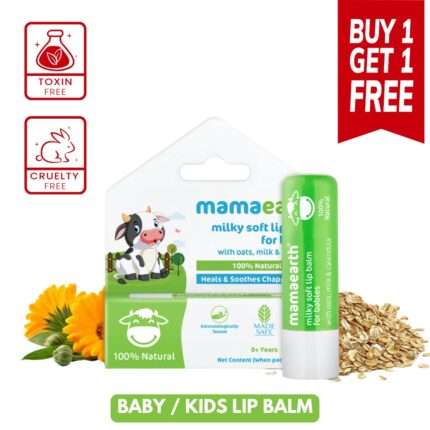 Mamaearth Baby Milky Soft Natural Lip Balm with Oats, Milk & Calendula – 4g