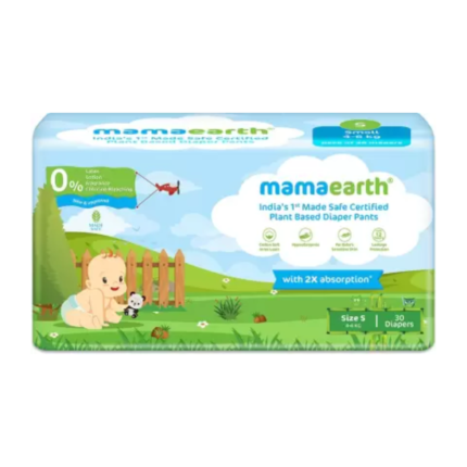 Mamaearth Plant-Based Diaper Pants for Babies – 4-6 kg (Size S - 30 Diapers) - S (30 Pieces) (1)
