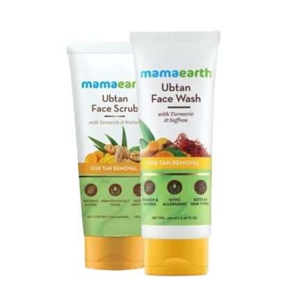 Mamaearth Ubtan Face Wash for Tan Removal 100ml + Mamaearth Ubtan Face Scrub Turmeric & Walnut 100g