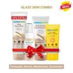 Mamaearth Glass Skin Combo: Rice Water Face Wash 125ml, Rice Water Dewy Sunscreen, Rice Water Dewy Active Serum 50ml, Rice Oil-Free Face Moisturizer