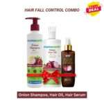 Hair Fall Control Combo: Mamaearth Onion Shampoo – Hair Growth & Fall Control 250ml, Mamaearth Onion Hair Oil Hair Regrowth & Hair Fall Control 250ml, Wow Skin Science Red Onion Black Seed Hair Serum 100ml
